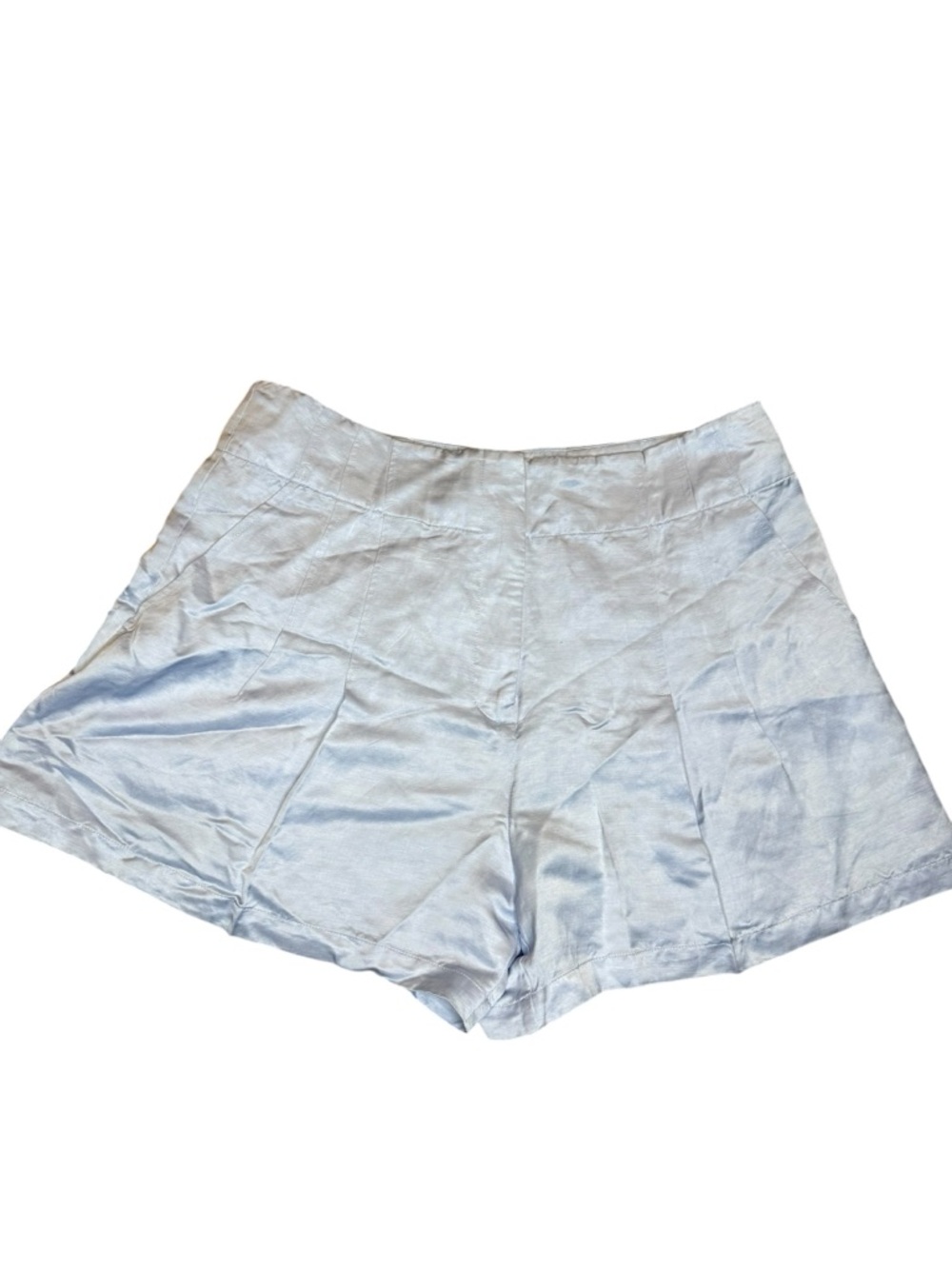 A.L.C. Pale Blue High-Waist Pleated Bermuda Shorts - Picture 4 of 6